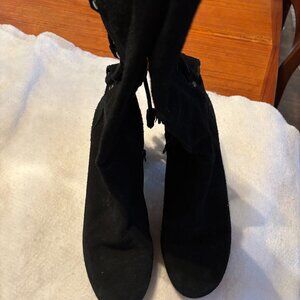 Black Suede Heeled Boots